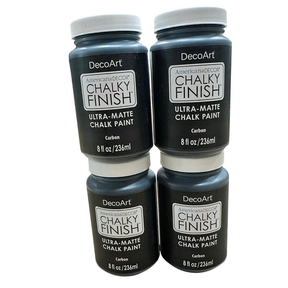 Set 4 DecoArt Americana Decor Chalky Finish Ultra-Matte Chalk Paint Carbon 8 oz